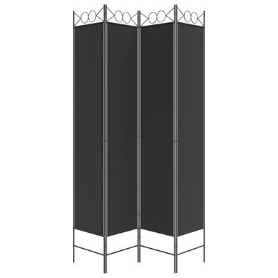 vidaXL 4-Panel Room Divider Black 160x220 cm Fabric, black vidaXL 4-Panel Room Divider Black 160x220 cm Fabric