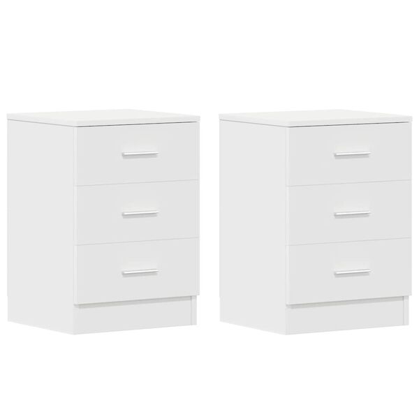 vidaXL Bedside Cabinets 2 pcs White 38x35x56 cm Engineered Wood