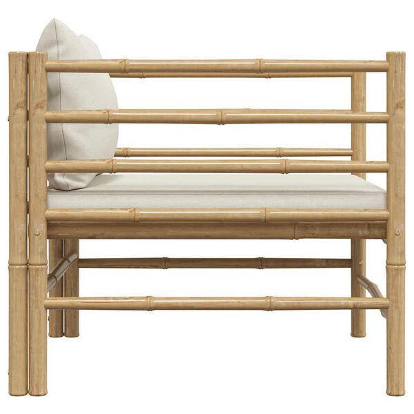 vidaXL Garden Sofa with Cream White Cushions Bamboo