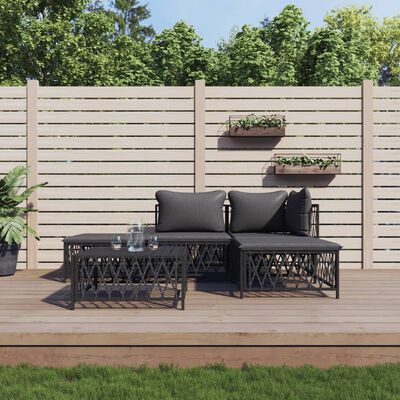 vidaXL 5 Piece Garden Lounge Set with Cushions Anthracite Steel, anthracite vidaXL 5 Piece Garden Lounge Set with Cushions Anthracite Steel