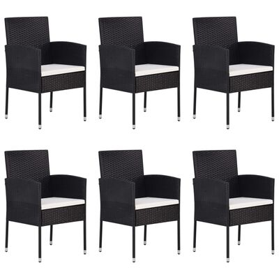 vidaXL 7 Piece Garden Dining Set Black, black and white vidaXL 7 Piece Garden Dining Set Black