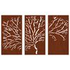 vidaXL Garden Wall Decorations 3 pcs 105x55 cm Corten Steel Tree Design