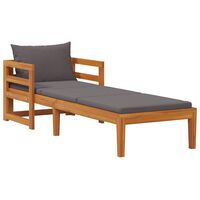 vidaXL Sun Lounger with Dark Grey Cushions Solid Acacia Wood, dark grey vidaXL Sun Lounger with Dark Grey Cushions Solid Acacia Wood
