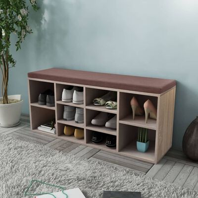 Shoe Storage Bench 10 Compartments Oak Colour, brown Shoe Storage Bench 10 Compartments Oak Colour