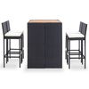 vidaXL 5 Piece Outdoor Bar Set Poly Rattan and Acacia Wood Black