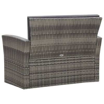 vidaXL 4 Piece Garden Lounge Set with Cushions Poly Rattan Grey, grey vidaXL 4 Piece Garden Lounge Set with Cushions Poly Rattan Grey