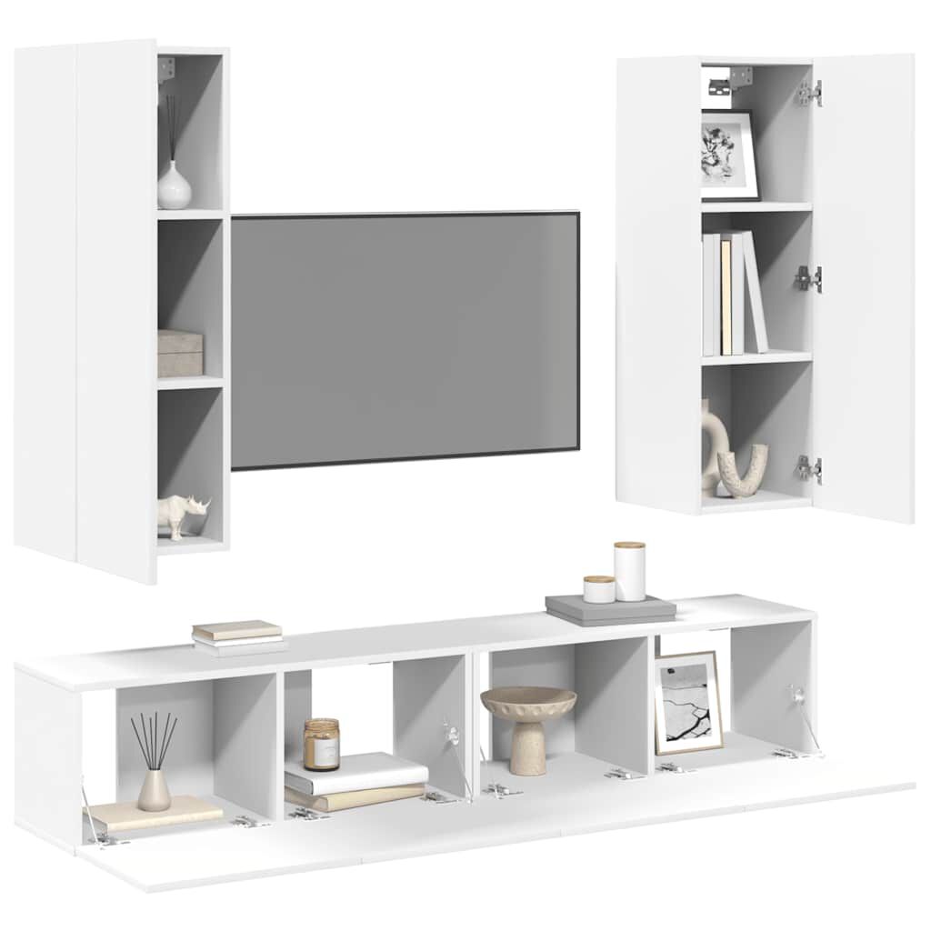 vidaXL 4 Piece TV Cabinet Set White Engineered Wood
