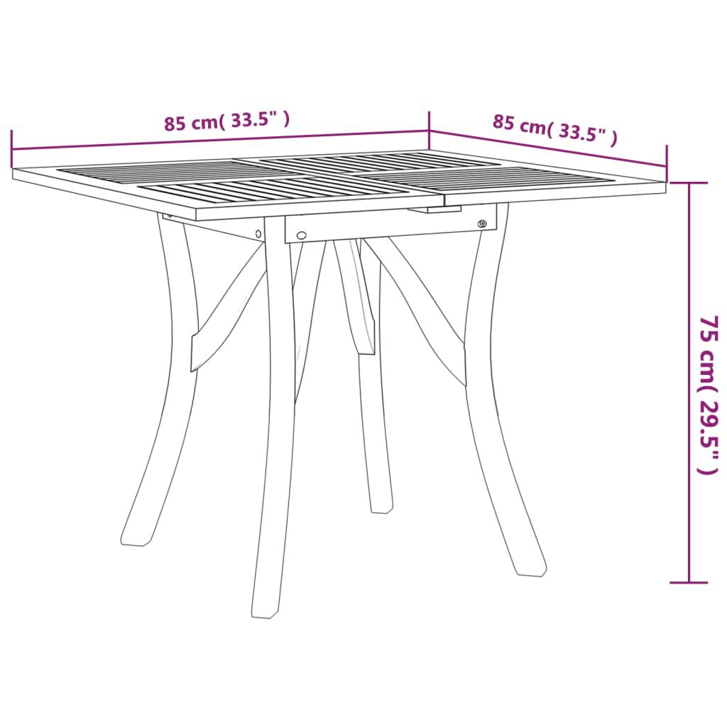 vidaXL Garden Table 85x85x75 cm Solid Wood Acacia