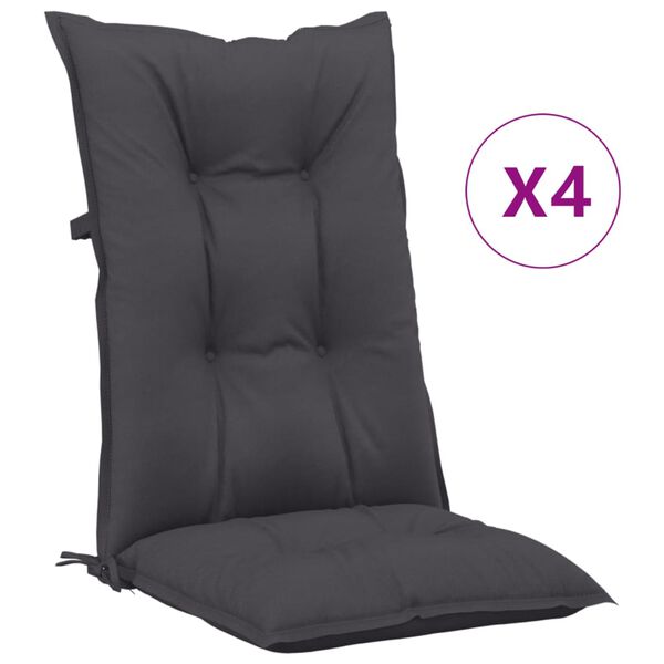 vidaXL Garden Highback Chair Cushions 4 pcs Anthracite 120x50x7 cm Fabric