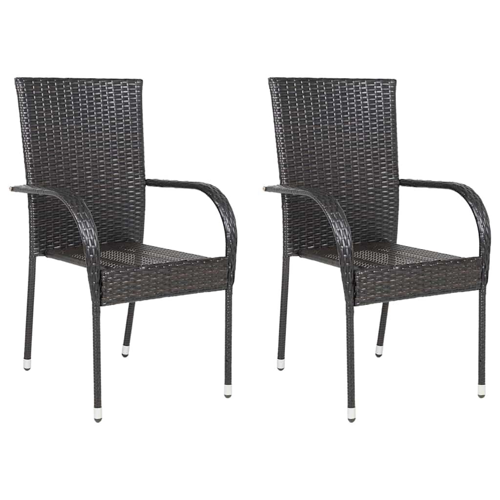 vidaXL Stackable Outdoor Chairs 2 pcs Poly Rattan Brown