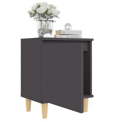 vidaXL Bed Cabinet with Solid Wood Legs Grey 40x30x50 cm, grey vidaXL Bed Cabinet with Solid Wood Legs Grey 40x30x50 cm
