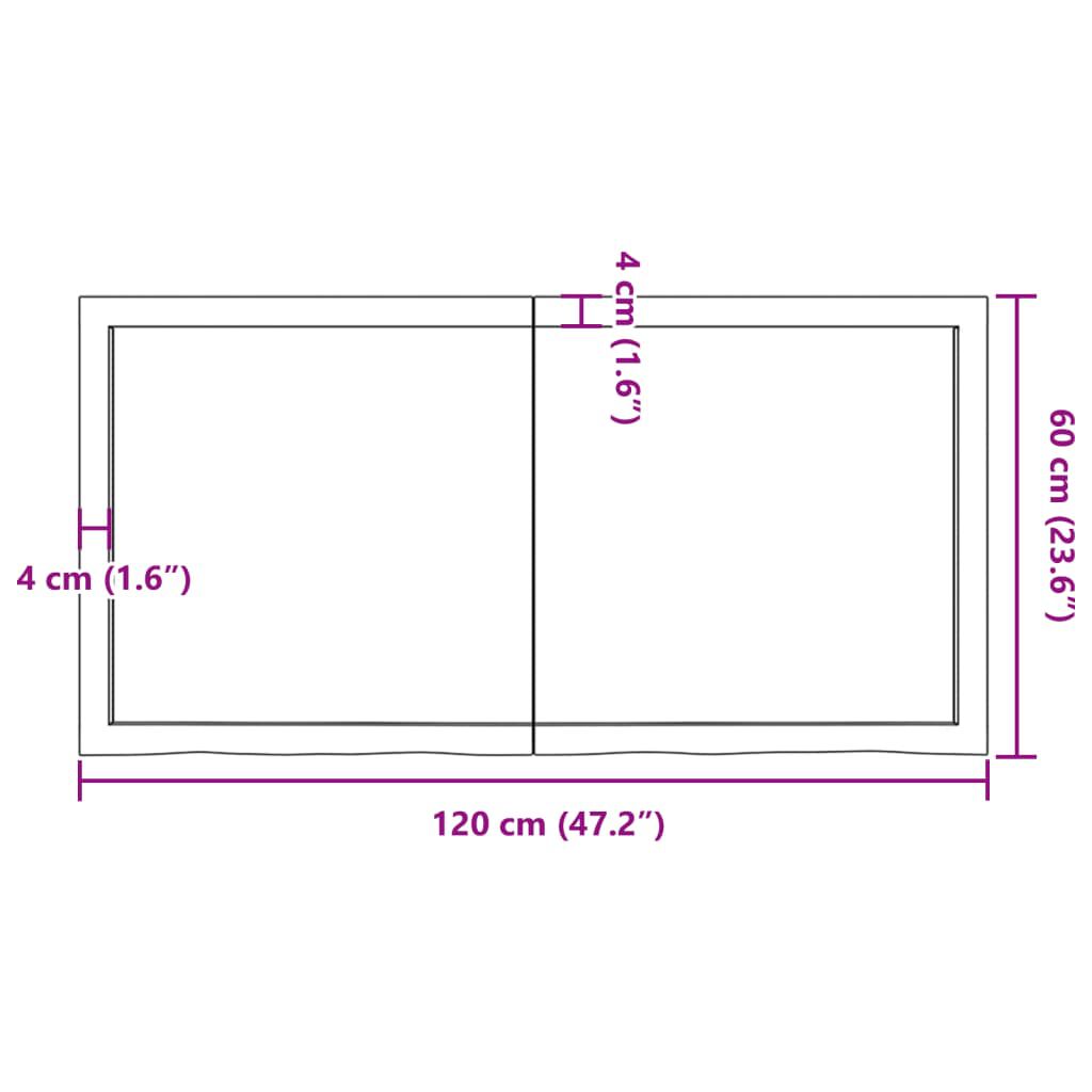 vidaXL Wall Shelf Light Brown 120x60x(2-4) cm Treated Solid Wood Oak