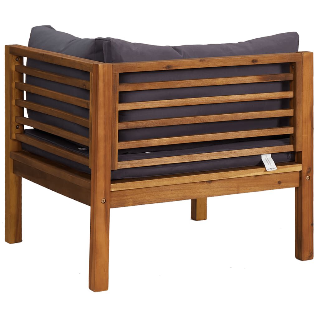 vidaXL 2 Piece Sofa Set with Dark Grey Cushions Solid Acacia Wood