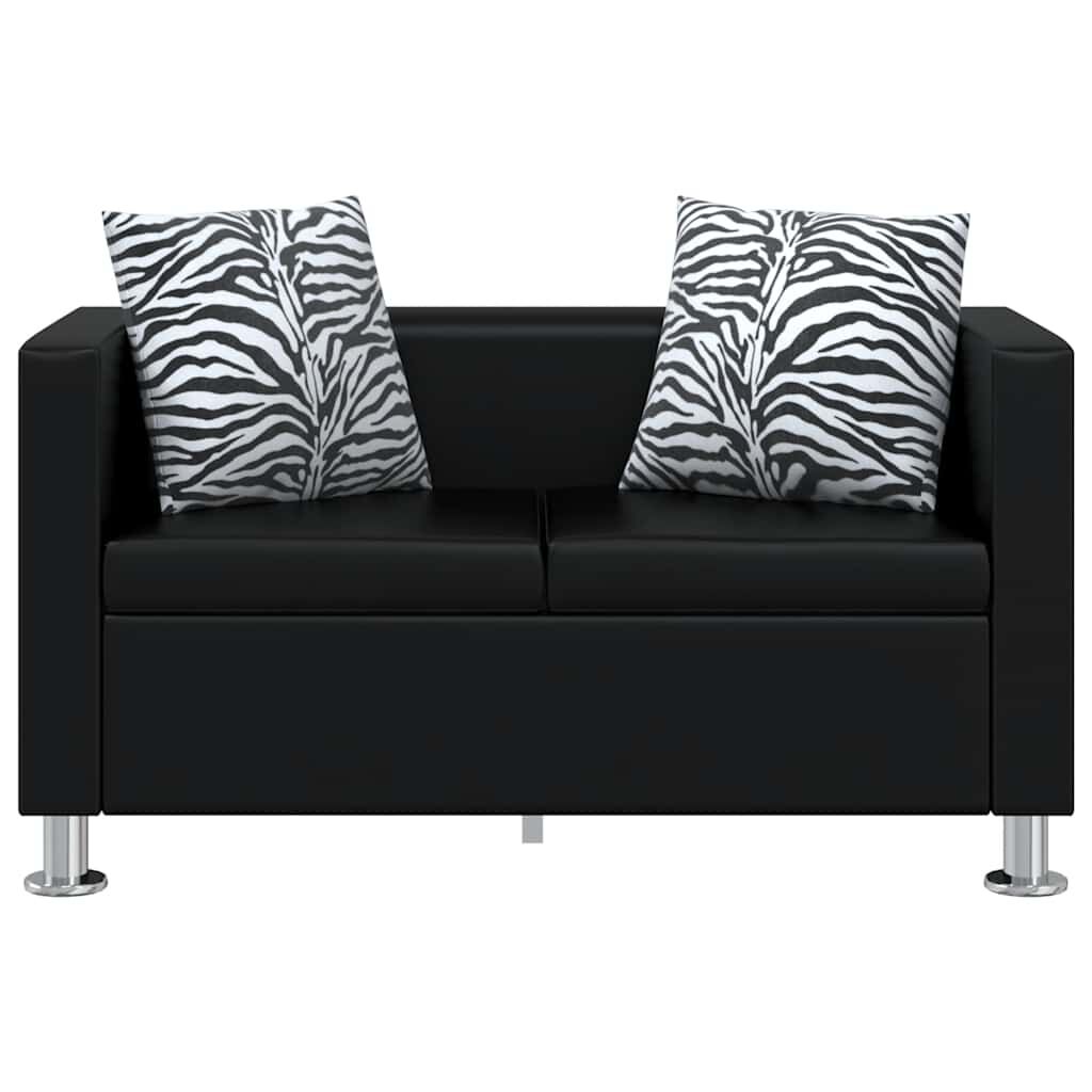 vidaXL Sofa 2-Seater Artificial Leather Black