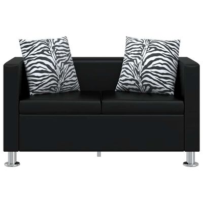 vidaXL Sofa 2-Seater Artificial Leather Black, black vidaXL Sofa 2-Seater Artificial Leather Black