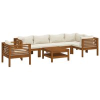 vidaXL 7 Piece Garden Lounge Set with Cream Cushion Solid Acacia Wood, cream vidaXL 7 Piece Garden Lounge Set with Cream Cushion Solid Acacia Wood