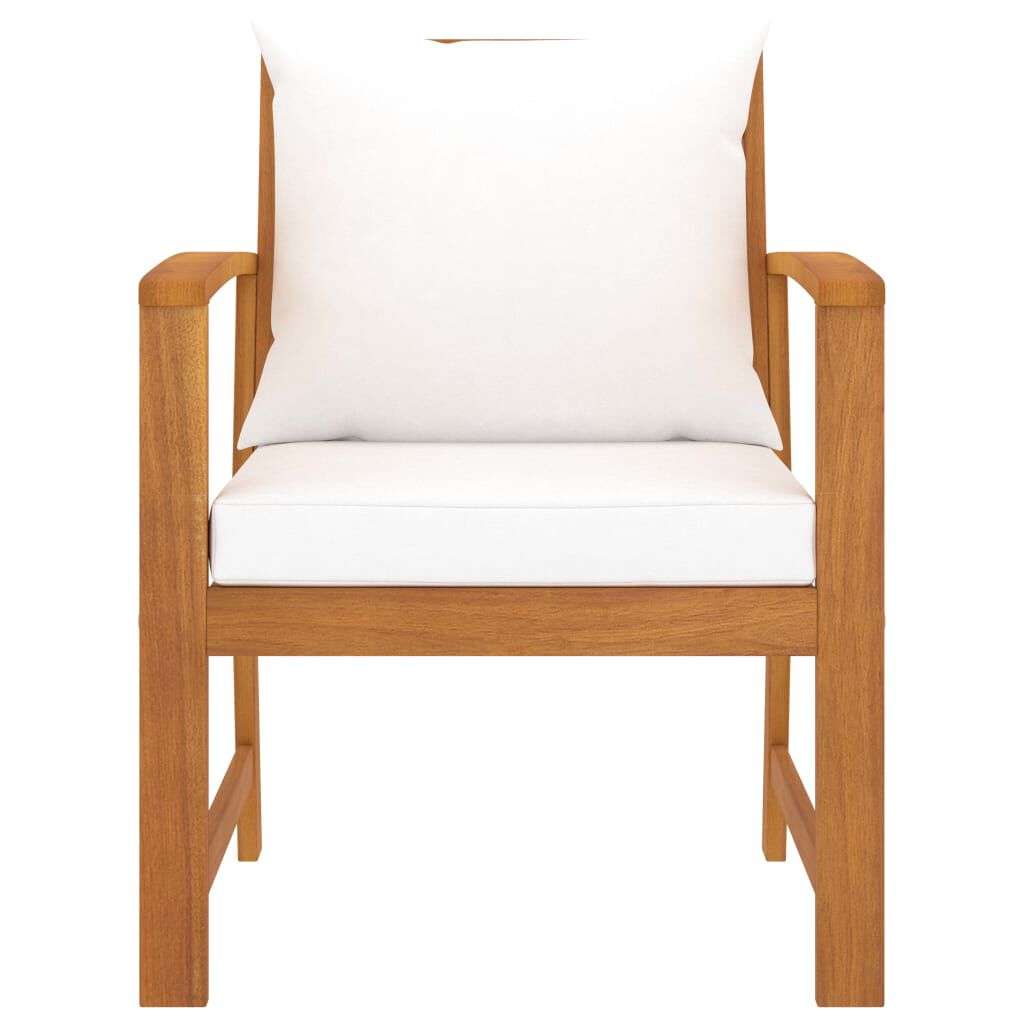 vidaXL Garden Chairs 2 pcs with Cream Cushion Solid Acacia Wood