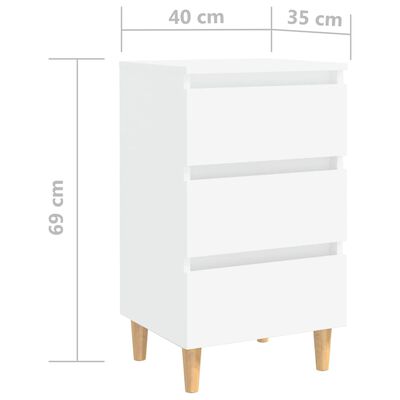 vidaXL Bed Cabinets with Solid Wood Legs 2 pcs White 40x35x69 cm, white vidaXL Bed Cabinets with Solid Wood Legs 2 pcs White 40x35x69 cm