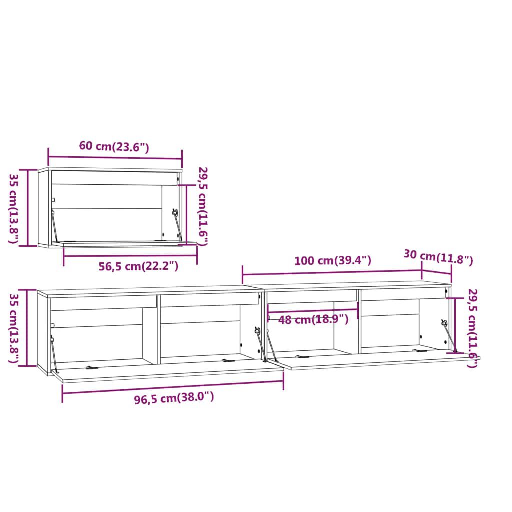 vidaXL TV Cabinets 3 pcs Solid Wood Pine