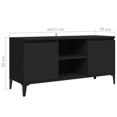 vidaXL TV Cabinet with Metal Legs Black 103.5x35x50 cm, black vidaXL TV Cabinet with Metal Legs Black 103.5x35x50 cm
