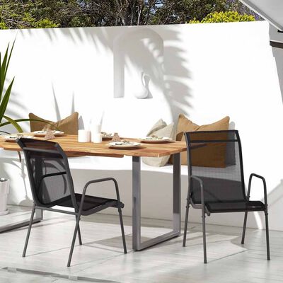 vidaXL Garden Chairs 2 pcs Steel and Textilene Black,  vidaXL Garden Chairs 2 pcs Steel and Textilene Black