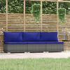 vidaXL 3-Seater Sofa with Cushions Grey Poly Rattan