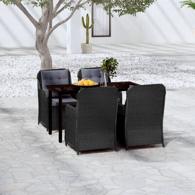 vidaXL 5 Piece Garden Dining Set Black, black vidaXL 5 Piece Garden Dining Set Black