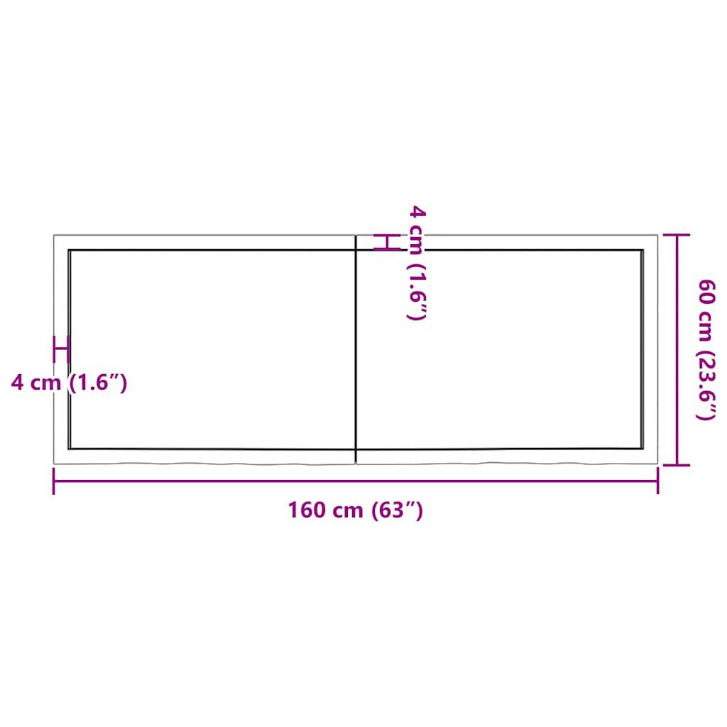 vidaXL Table Top Light Brown 160x60x(2-4) cm Treated Solid Wood Oak