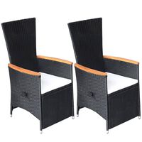 vidaXL Reclining Garden Chairs 2 pcs with Cushions Poly Rattan Black,  vidaXL Reclining Garden Chairs 2 pcs with Cushions Poly Rattan Black