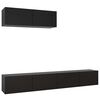 vidaXL 3 Piece TV Cabinet Set Black Engineered Wood