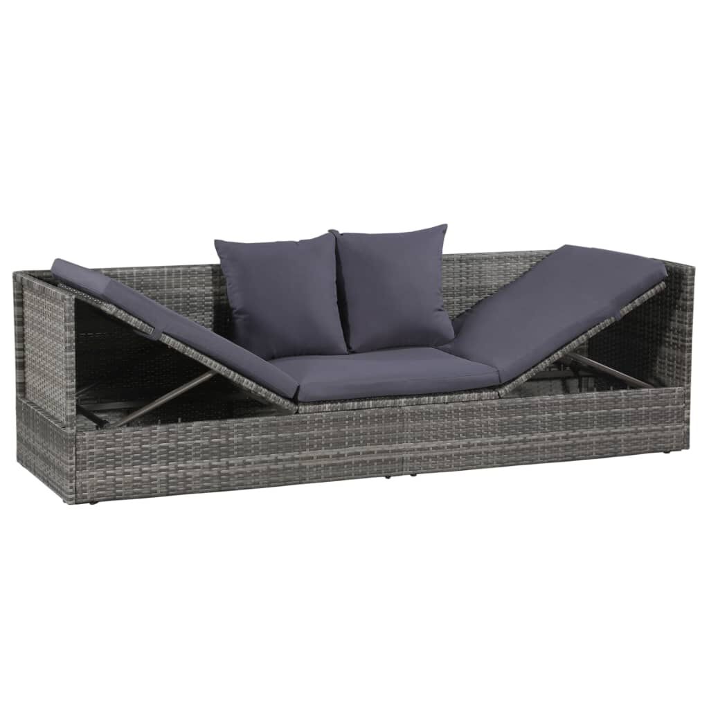 vidaXL Garden Bed Grey 200x60 cm Poly Rattan