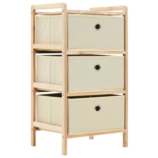 vidaXL Storage Racks with 3 Fabric Baskets 2 pcs Beige Cedar Wood