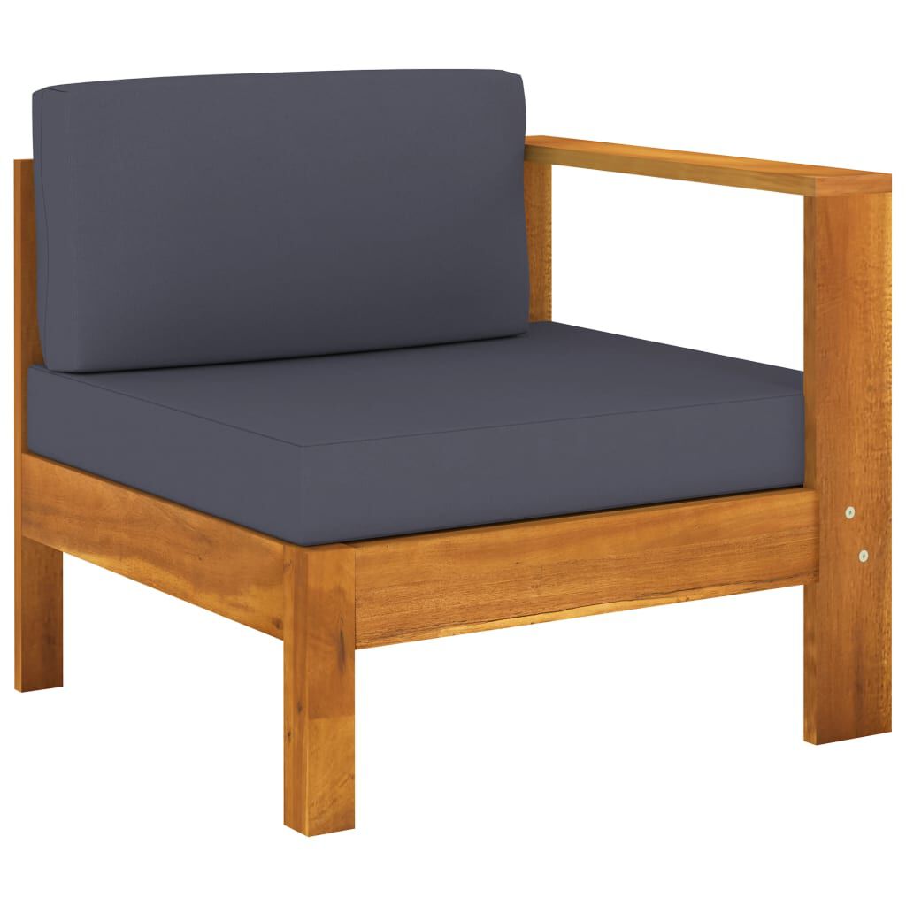 vidaXL 6 Piece Garden Lounge Set with Dark Grey Cushions Acacia Wood