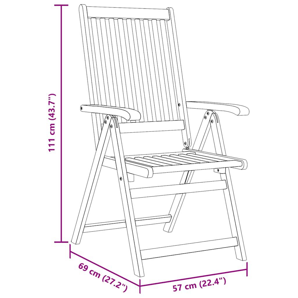 vidaXL Folding Garden Chairs 3 pcs Solid Acacia Wood