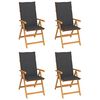 vidaXL Folding Chairs 4 pcs with Anthracite Cushions Solid Teak Wood