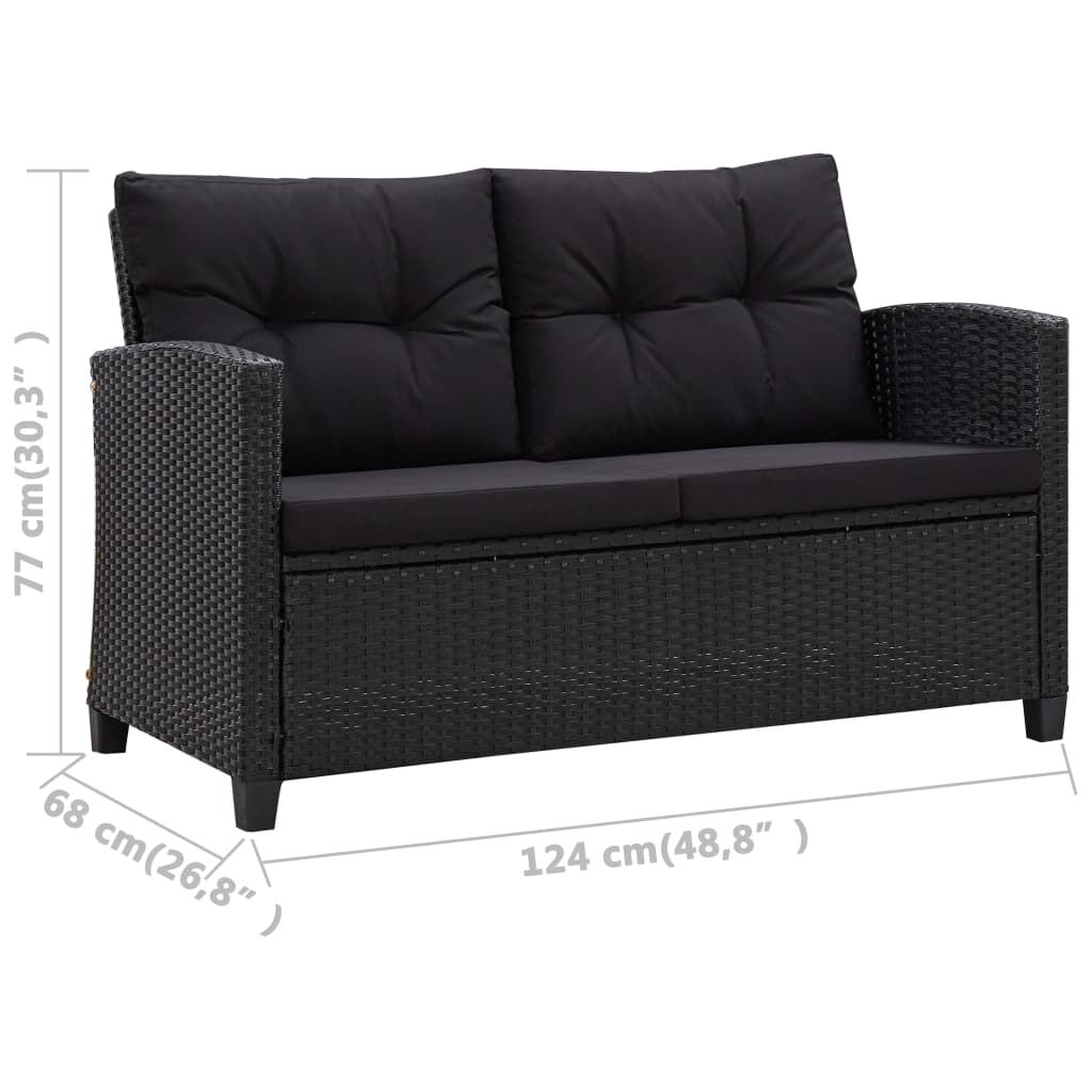 vidaXL 6 Piece Garden Sofa Set with Cushions Poly Rattan Black