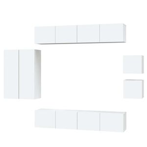 vidaXL 8 Piece TV Cabinet Set White Engineered Wood