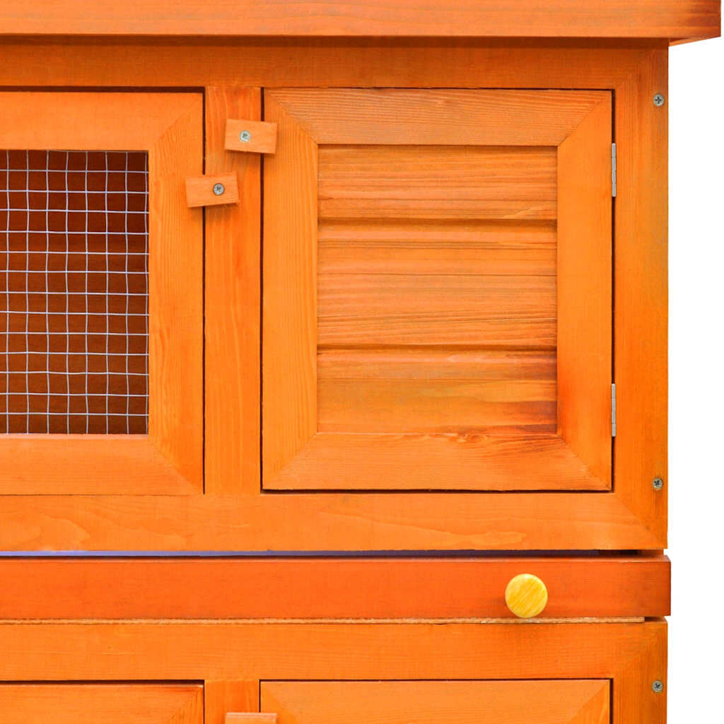 vidaXL Outdoor Rabbit Hutch Small Pet Cage 4 Door Wood