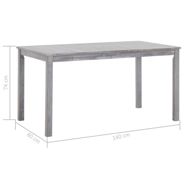 vidaXL 7 Piece Outdoor Dining Set Grey Wash Solid Acacia Wood