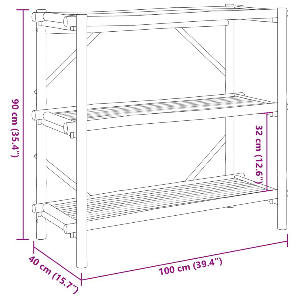 vidaXL 3-Layer Shelf 100x40x90 cm Bamboo