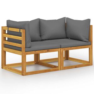 vidaXL 2-seater Garden Bench with Dark Grey Cushions