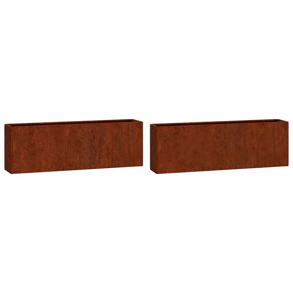 vidaXL Wall Planters 2 pcs Rusty Corten Steel 53x10x17 cm