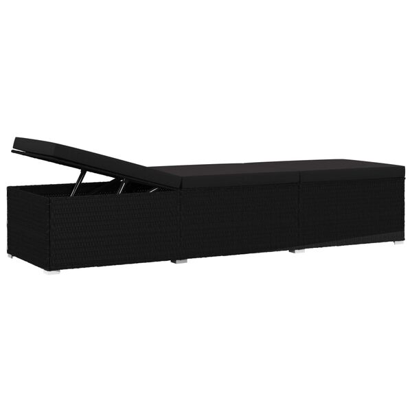 vidaXL 3 Piece Garden Sun Loungers with Tea Table Poly Rattan Black