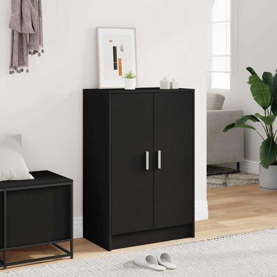 vidaXL Shoe Cabinet Black 60x35x92 cm Engineered Wood, black vidaXL Shoe Cabinet Black 60x35x92 cm Engineered Wood