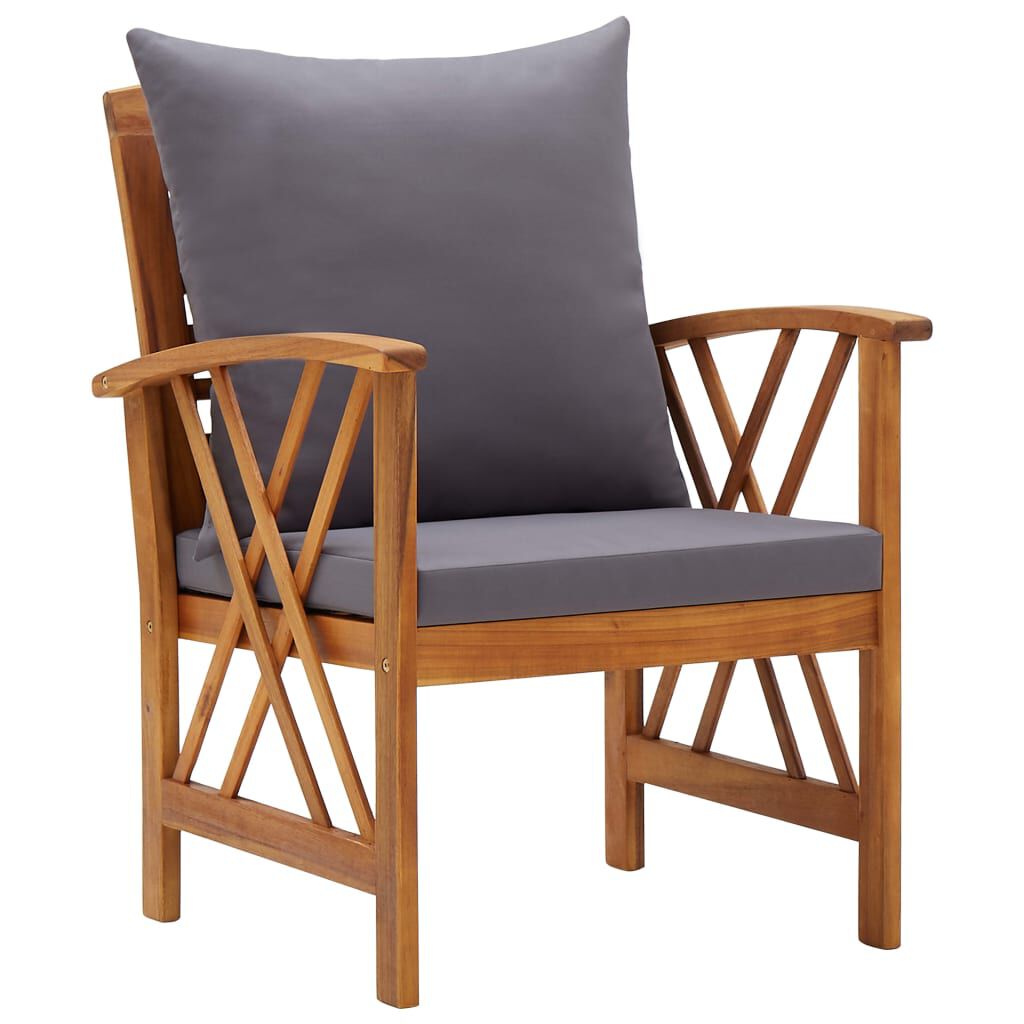 vidaXL Garden Chairs with Cushions 2 pcs Solid Acacia Wood