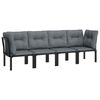 vidaXL 4 Piece Garden Lounge Set Black and Grey Poly Rattan