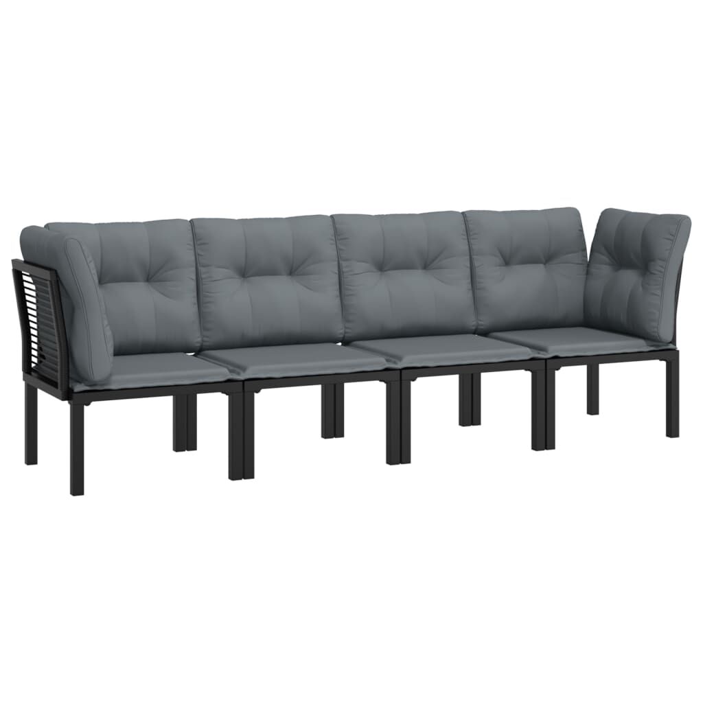 vidaXL 4 Piece Garden Lounge Set Black and Grey Poly Rattan