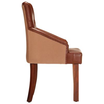 vidaXL Dining Chairs 2 pcs Brown Real Goat Leather, brown vidaXL Dining Chairs 2 pcs Brown Real Goat Leather
