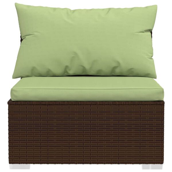 vidaXL 4 Piece Garden Lounge Set with Cushions Brown Poly Rattan