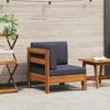 vidaXL Corner Sofa with Dark Grey Cushions Solid Acacia Wood